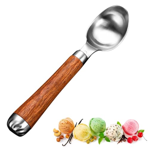 HASTHIP® Ice Cream Scoop, Cookie Scoop,Hafan Food Grade 304 Stainless Steel Icecream Scoops with Wood Handle, Heavy Duty Sturdy Scooper, for Ice Cream, Mashed Potato Scooper, Fruits, Cookies HASTHIP® Ice Cream Scoop, Cookie Scoop,Hafan Food Grade 304 Stainless Steel Icecream Scoops with Wood Handle, Heavy Duty Sturdy Scooper, for Ice Cream, Mashed Potato Scooper, Fruits, Cookies